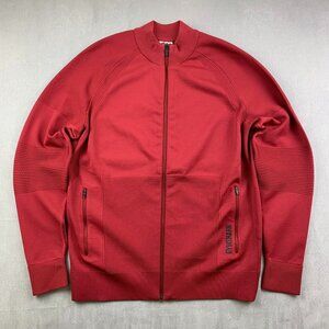 Gymshark Mens Sweater Jacket Medium Red Full Zip Long Sleeve Performance Workout